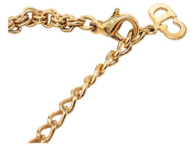 Collana con ciondolo Dior Gold Placcata Oro Strass Logo CD D'oro - vista 5