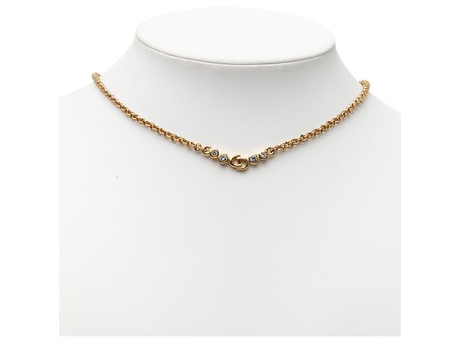 Collana con ciondolo Dior Gold Placcata Oro Strass Logo CD D'oro - vista 6