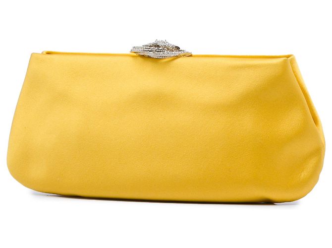 Clutch da sera Chanel in raso giallo con camelia di cristallo Senape - vista 2