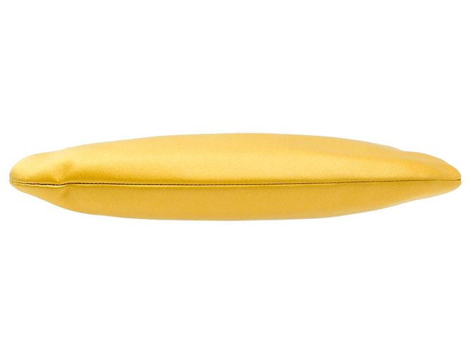 Clutch da sera Chanel in raso giallo con camelia di cristallo Senape - vista 3