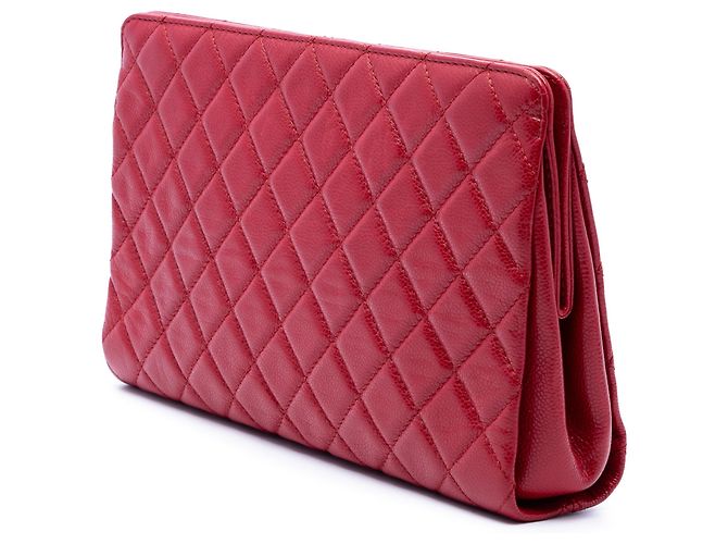 Clutch Chanel Red CC Quilted Caviar Frame Rosso - vista 2