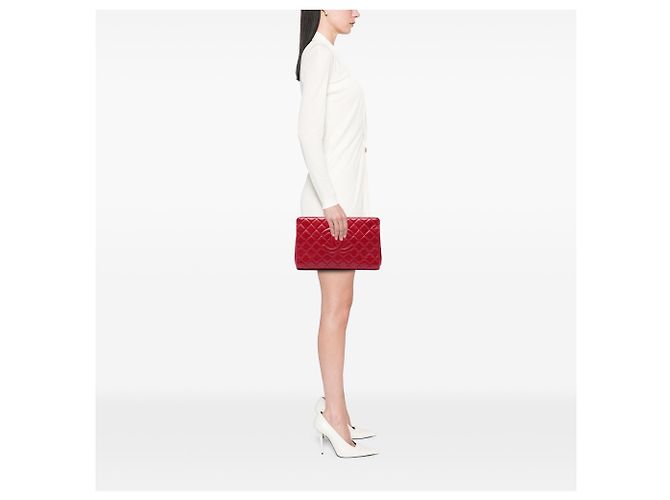 Clutch Chanel Red CC Quilted Caviar Frame Rosso - vista 6