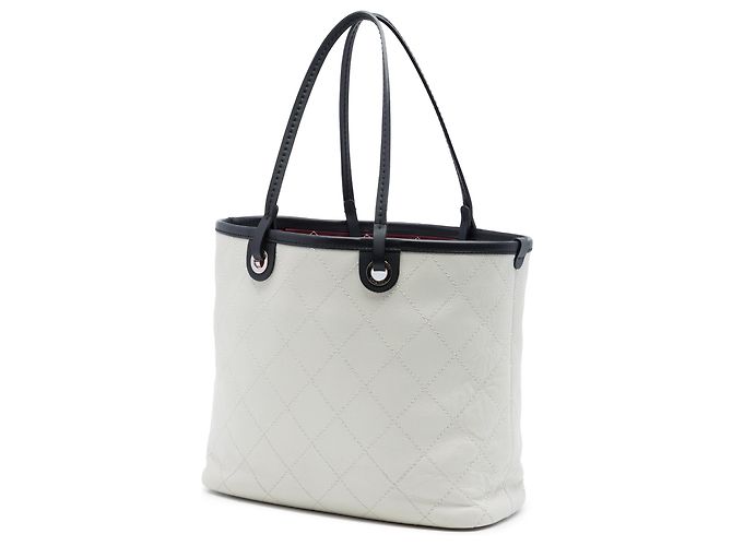 Tote Chanel White Quilted Caviar Shopping Fever Bianco - vista 2