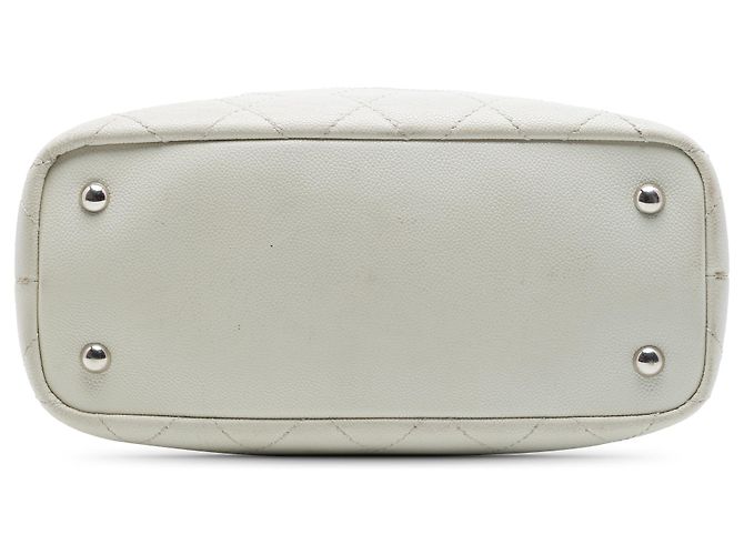 Tote Chanel White Quilted Caviar Shopping Fever Bianco - vista 3