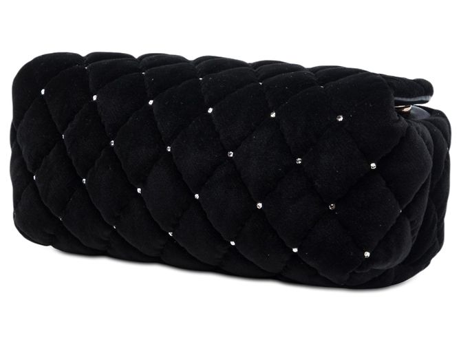 Clutch da polso Chanel Black CC in velluto trapuntato e cristalli Nero - vista 2