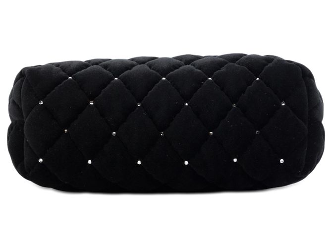 Clutch da polso Chanel Black CC in velluto trapuntato e cristalli Nero - vista 3