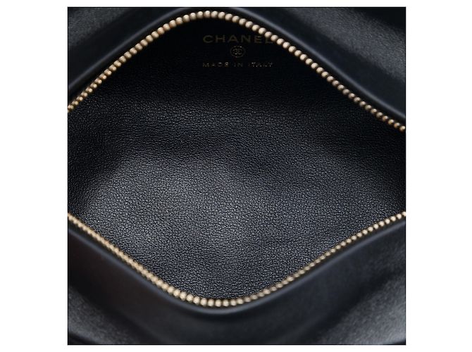 Clutch da polso Chanel Black CC in velluto trapuntato e cristalli Nero - vista 4