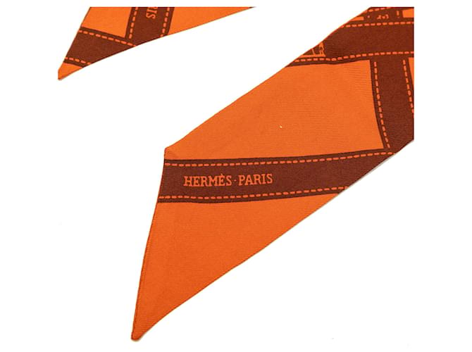 Sciarpa in seta Twilly Hermès Orange Bolduc Arancione - vista 2