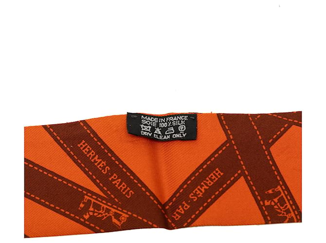 Sciarpa in seta Twilly Hermès Orange Bolduc Arancione - vista 3