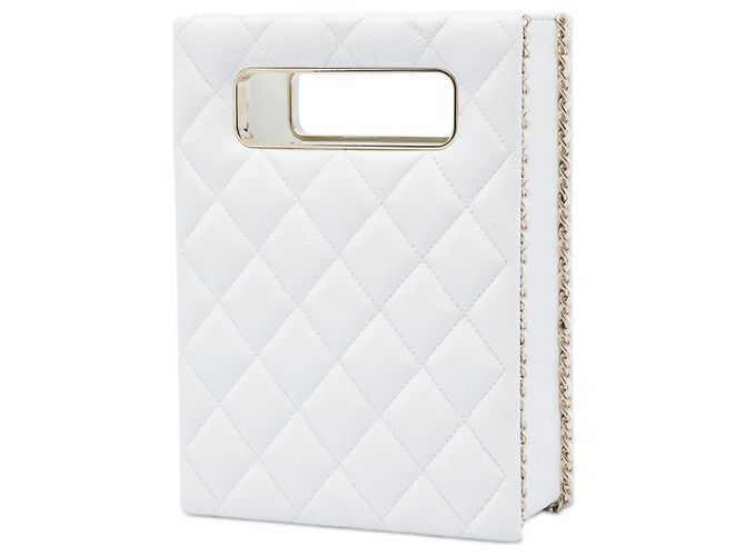 Tote da sera Chanel White Mini Quilted Caviar Cut Out Bianco - vista 2
