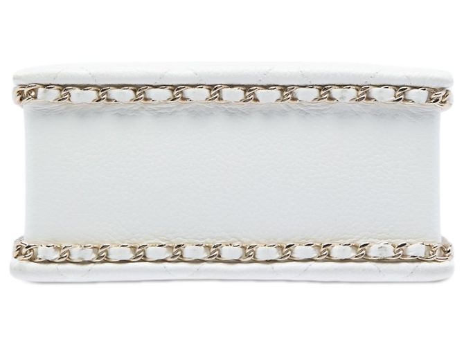 Tote da sera Chanel White Mini Quilted Caviar Cut Out Bianco - vista 3