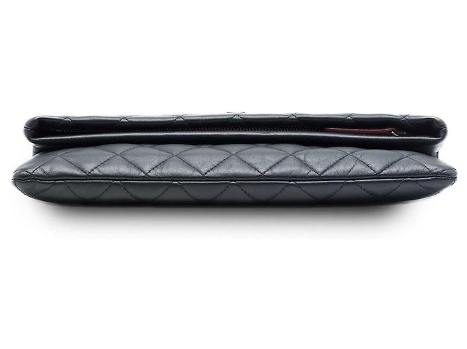 Clutch Chanel Black Quilted Lambskin CC Beauty Foldover Nero - vista 3