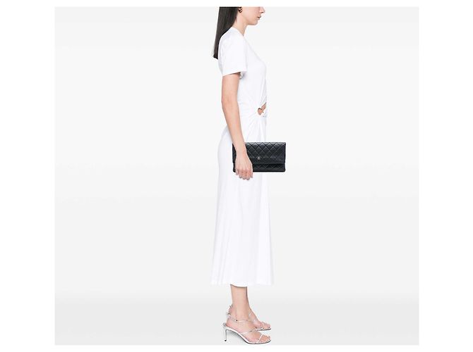 Clutch Chanel Black Quilted Lambskin CC Beauty Foldover Nero - vista 6