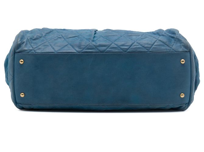 Borsa Bowling Chanel Blue Quilted Iridescent Calfskin Chic Quilt - vista 3