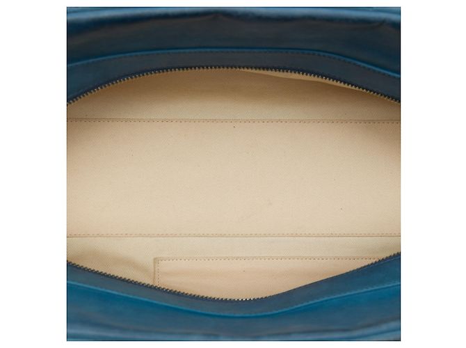 Borsa Bowling Chanel Blue Quilted Iridescent Calfskin Chic Quilt - vista 4