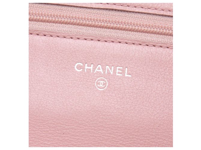Wallet On Chain Portafoglio con catena Chanel Pink CC Caviar Rosa - vista 5