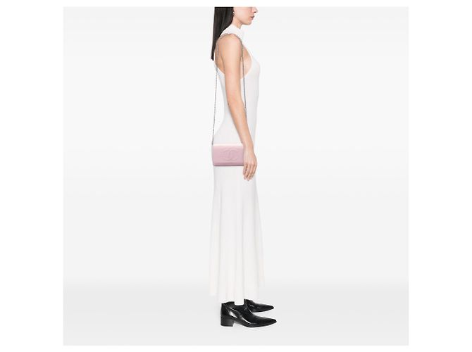 Wallet On Chain Portafoglio con catena Chanel Pink CC Caviar Rosa - vista 6