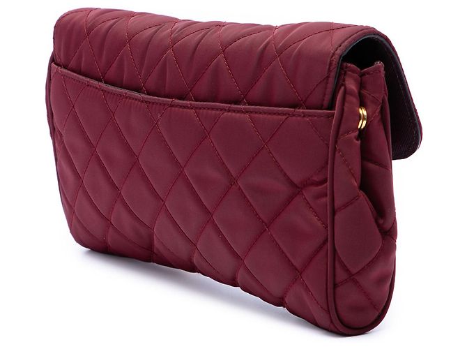 Prada Red Impuntu Tessuto Chain Crossbody Rouge Bordeaux - vue 2