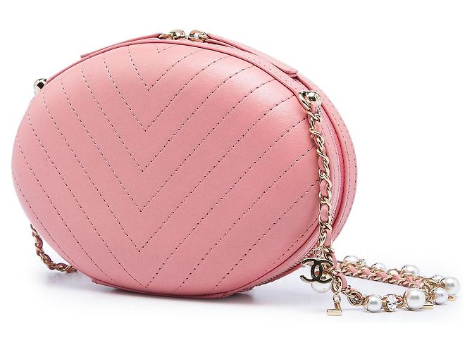 Borsa da sera La Pausa in pelle di vitello con cuciture chevron rosa Chanel - vista 2