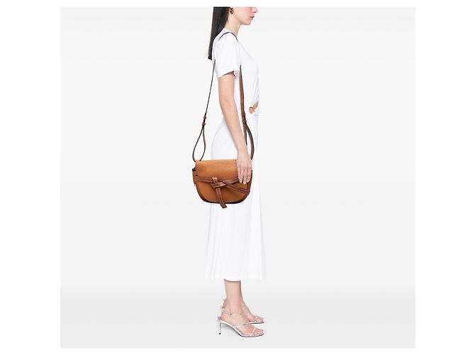 LOEWE Borsa a tracolla Gate in piccola pelle marrone - vista 7