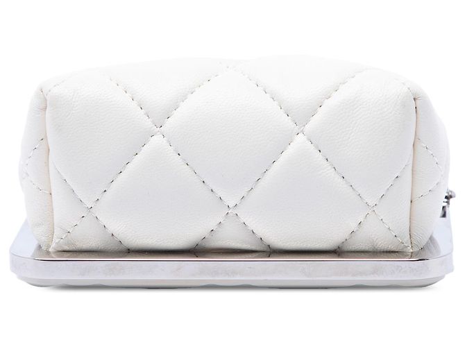 Clutch de noite Chanel White CC em acrílico acolchoado e pele de cordeiro com corrente Branco - vista 3