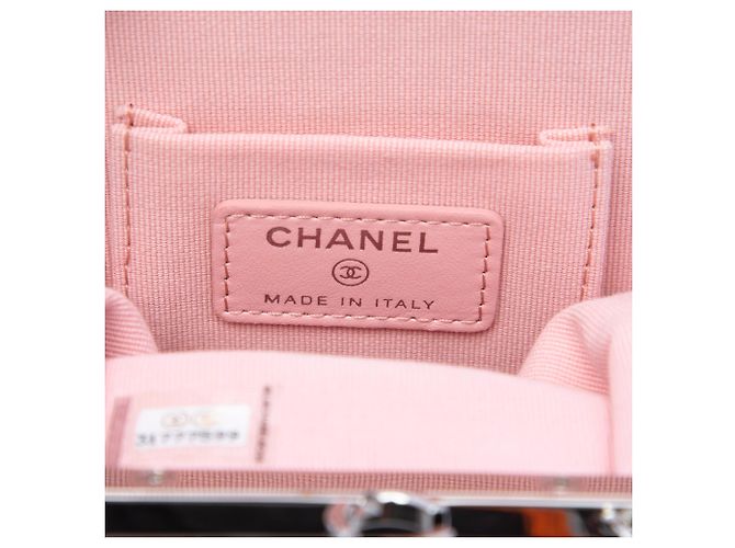 Clutch de noite Chanel White CC em acrílico acolchoado e pele de cordeiro com corrente Branco - vista 5