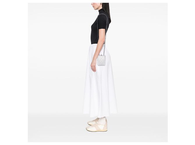 Clutch de noite Chanel White CC em acrílico acolchoado e pele de cordeiro com corrente Branco - vista 6