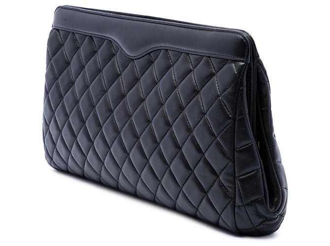Chanel Black CC gesteppte Lammfell-Rahmentasche Schwarz - Ansicht 2
