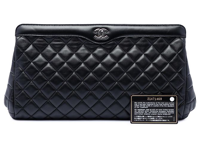 Chanel Black CC gesteppte Lammfell-Rahmentasche Schwarz - Ansicht 7
