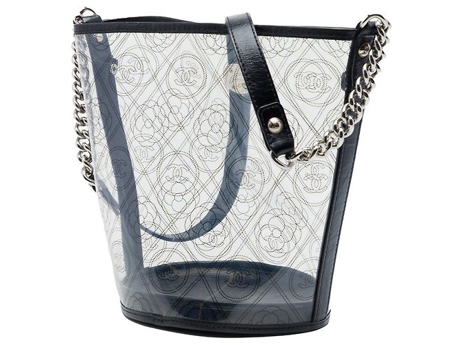 Borsa Bucket Chanel Black Medium in PVC e pelle di vitello stropicciata Camellia Coco Nero - vista 2
