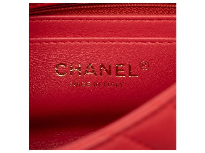 Chanel Mini Red CC Chevron Lambskin Reversed Round Flap Rosso - vista 5