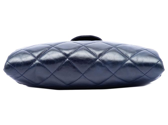 Clutch Chanel Blue Quilted Glazed Calfskin Coco Pleats Chain Blu navy - vista 3