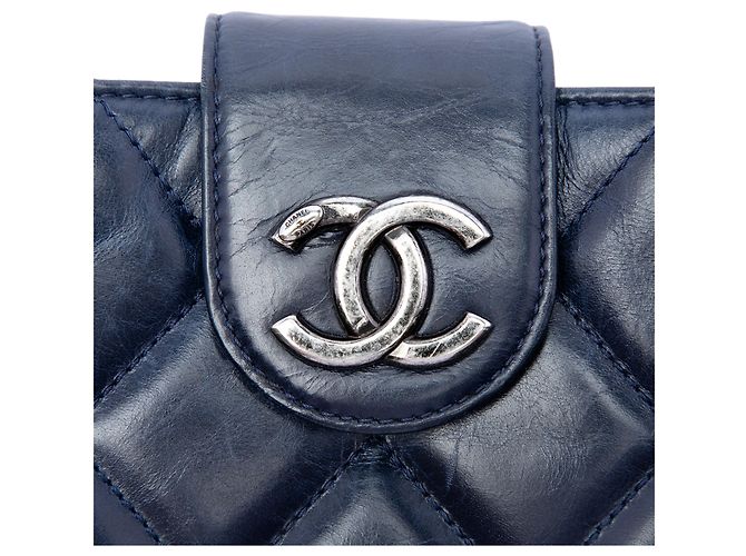 Clutch Chanel Blue Quilted Glazed Calfskin Coco Pleats Chain Blu navy - vista 5
