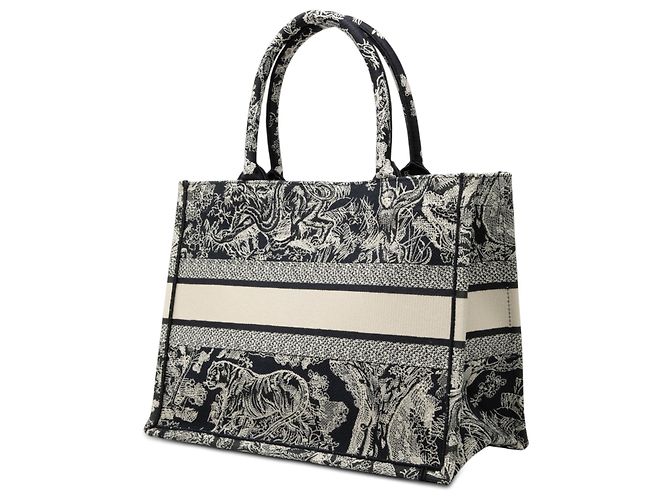 Dioriviera Book Tote aus blauem besticktem Canvas, Größe Medium Marineblau - Ansicht 2