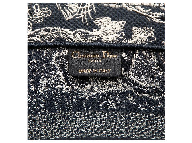Dioriviera Book Tote aus blauem besticktem Canvas, Größe Medium Marineblau - Ansicht 5