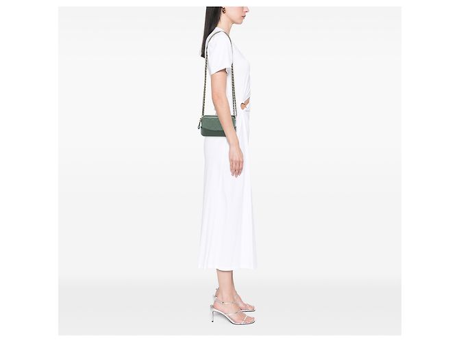 Clutch Gabrielle Chanel in pelle di vitello invecchiata verde con doppia zip e catena Verde scuro - vista 6
