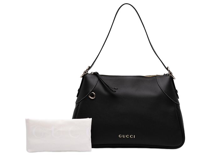 Borsa a tracolla Gucci Black Medium in pelle di vitello con emblema GG Nero - vista 7