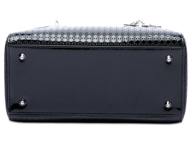 Dior Black Medium Metallic Patent Microcannage Lady Dior Nero - vista 3