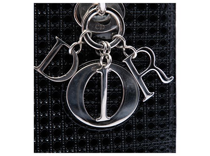 Dior Black Medium Metallic Patent Microcannage Lady Dior Nero - vista 5