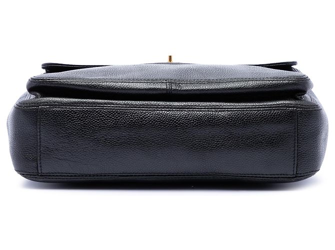 Borsa a tracolla Chanel Black CC Caviar con tasca frontale Nero - vista 3