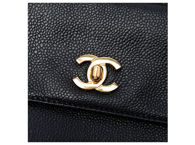 Borsa a tracolla Chanel Black CC Caviar con tasca frontale Nero - vista 5