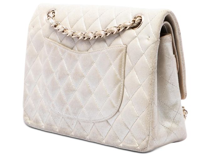 Chanel Gold Medium Classic Lambskin Iridescente Double Flap D'oro - vista 2