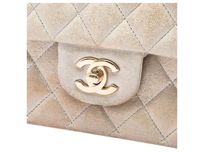 Chanel Gold Medium Classic Lambskin Iridescente Double Flap D'oro - vista 5
