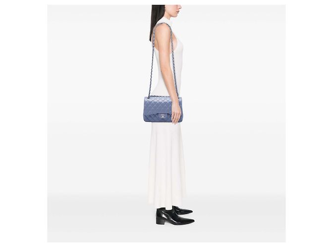 Chanel Purple Jumbo Classic Lambskin Double Flap Porpora - vista 5