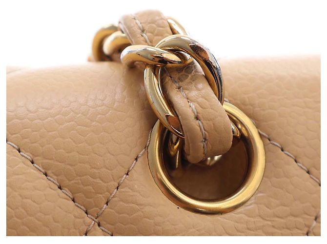 Chanel Beige Jumbo Classic Caviar Double Flap - vista 13
