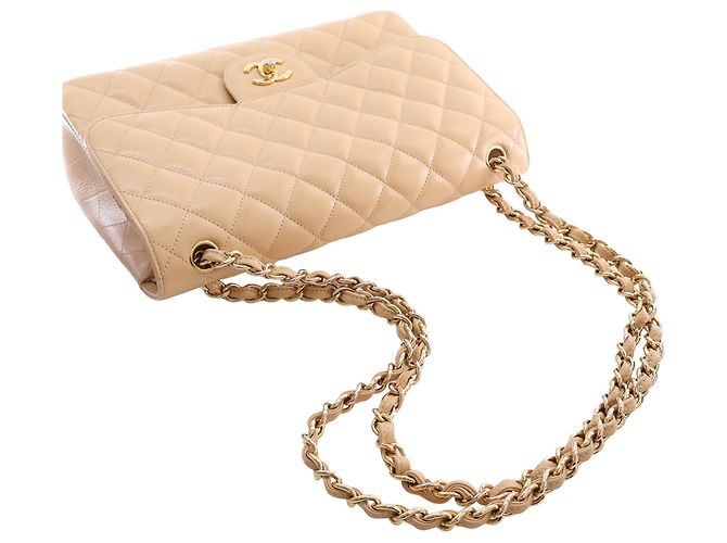 Chanel Beige Jumbo Classic Caviar Double Flap - vista 14