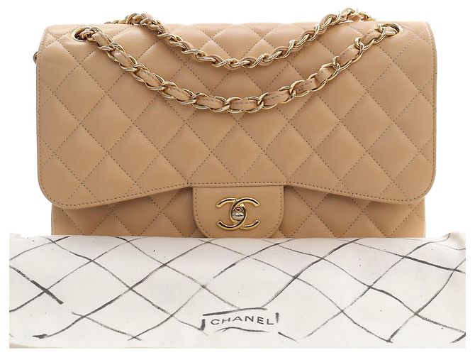 Chanel Beige Jumbo Classic Caviar Double Flap - vista 15