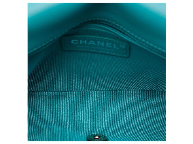 Chanel Blue Small Quilted Crumpled Calfskin Bi Vintage Full Flap Turchese - vista 4