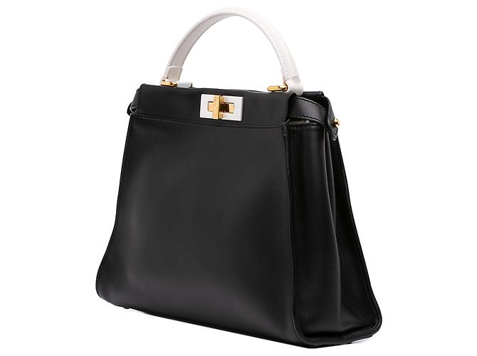 Borsa Fendi Black Medium Bicolor Leather Peekaboo ISeeU Nero - vista 2