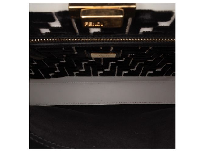 Borsa Fendi Black Medium Bicolor Leather Peekaboo ISeeU Nero - vista 5